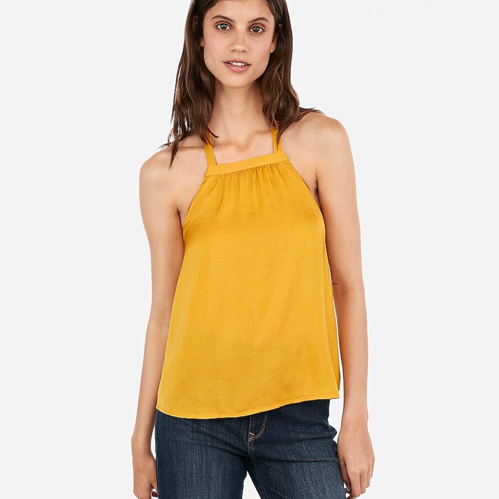 NWT Express Women’s Yellow Halter Top Size Small $39.90